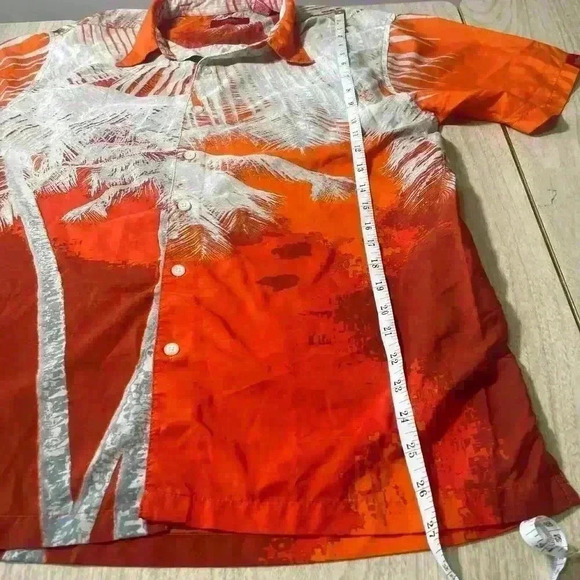 Vintage Y2K Mossimo Men’s M Orange Palm Tree Print Gorpcore Streetwear Button Up - Picture 7 of 7